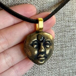 Handmade gold sheen obsidian crystal goddess pendant necklace